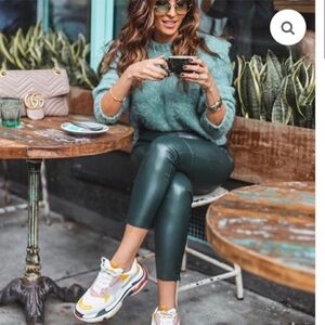 Zara | Dark Green Faux Leather Pants